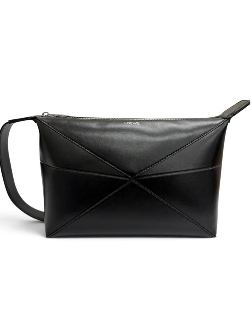 Loewe Puzzle Fold Shiny Napa Calfskin Wash Clutch Black